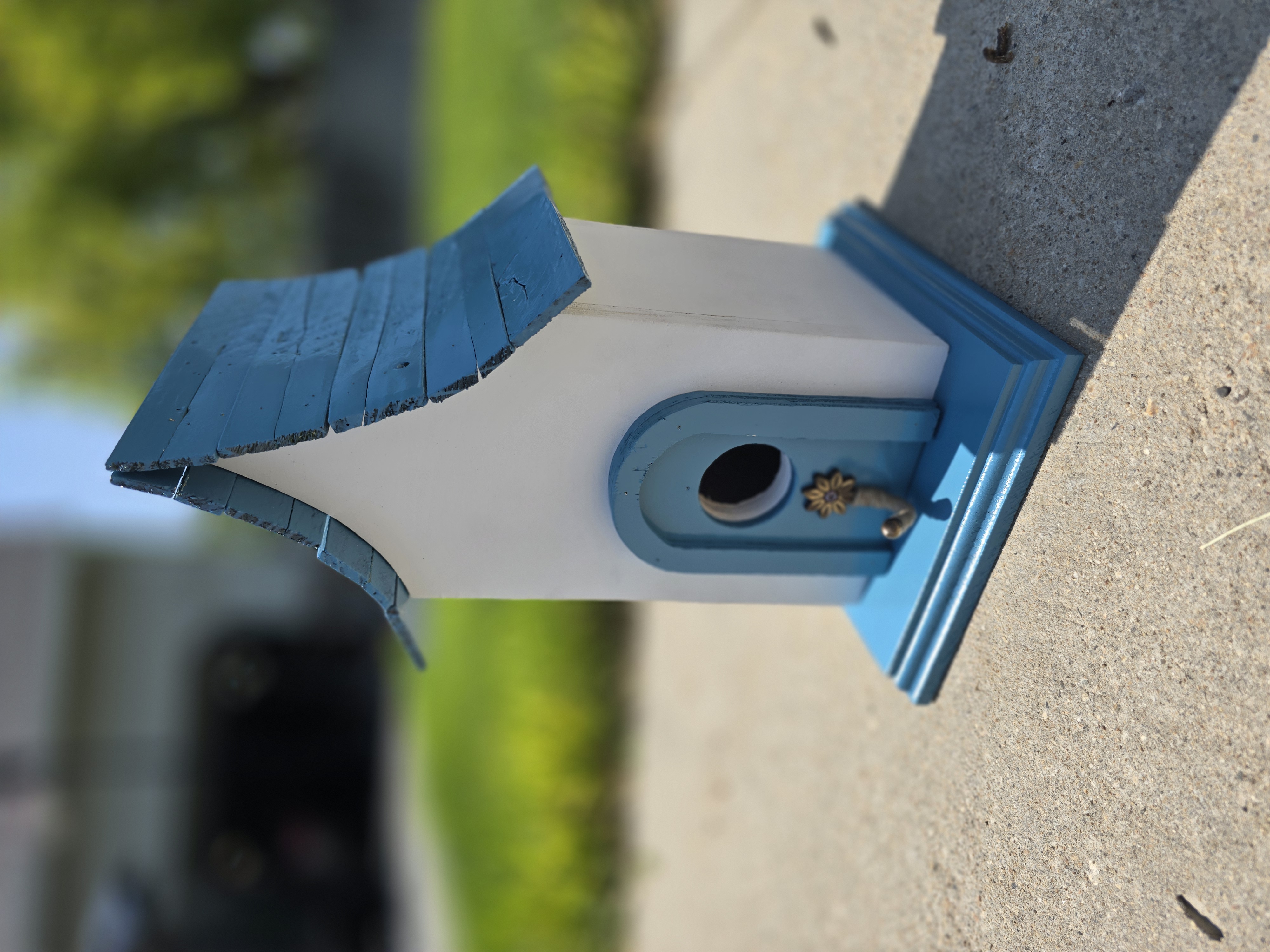Blue Roof Cottage Birdhouse